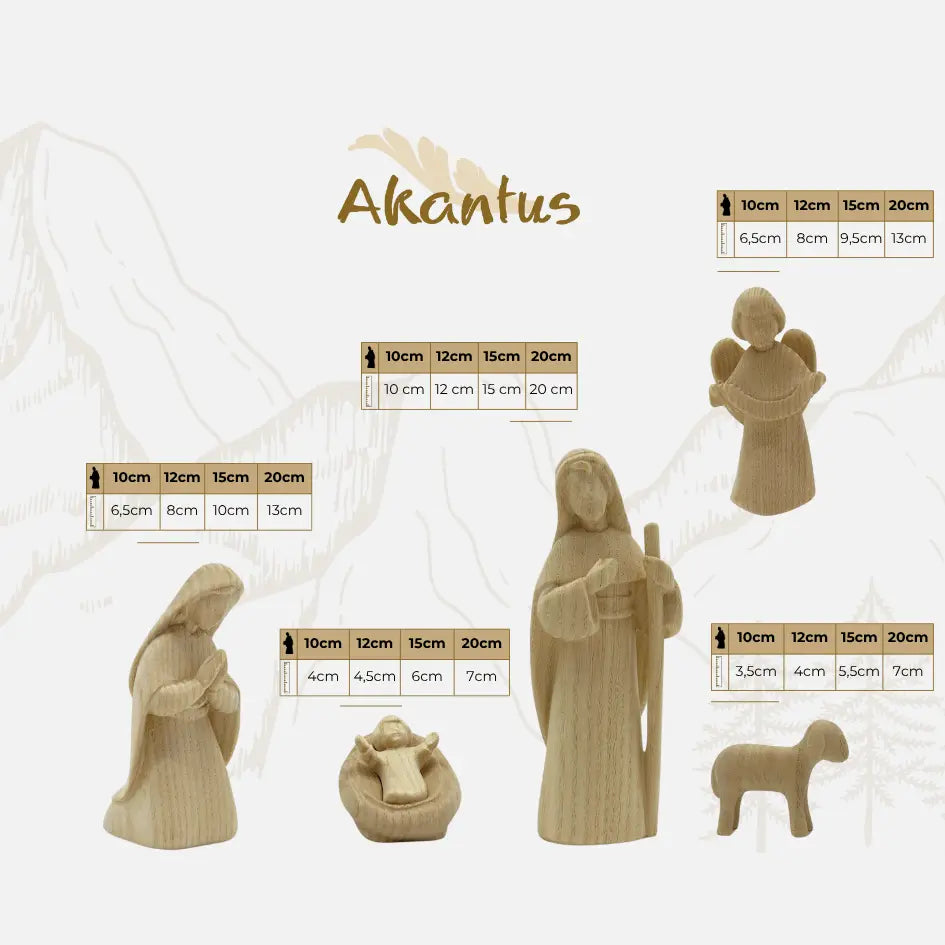 Krippenfiguren Set (15 Figuren) von Akantus natur