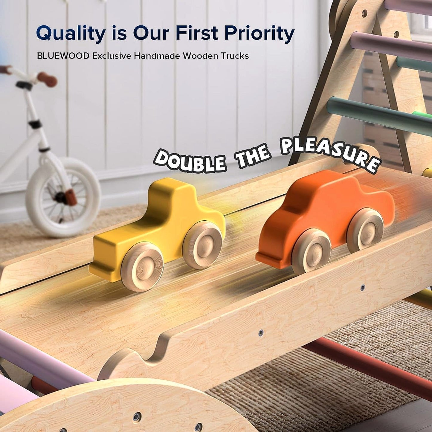 2026 Pikler-Dreieck Set 7-in-1 – Faltbares Baby-Kletterspielzeug aus Holz, Montessori Kletterset mit Bogen, Rampe & Leiter, Indoor Klettergerüst für Kleinkinder – Regenbogen