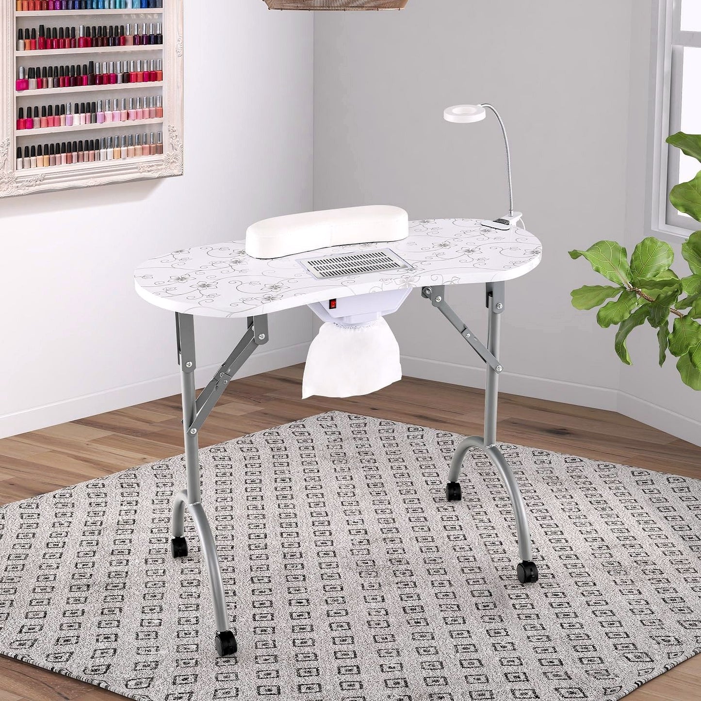 2026 LDAILY Tragbarer Nageltisch mit elektrischem Staubabsauger