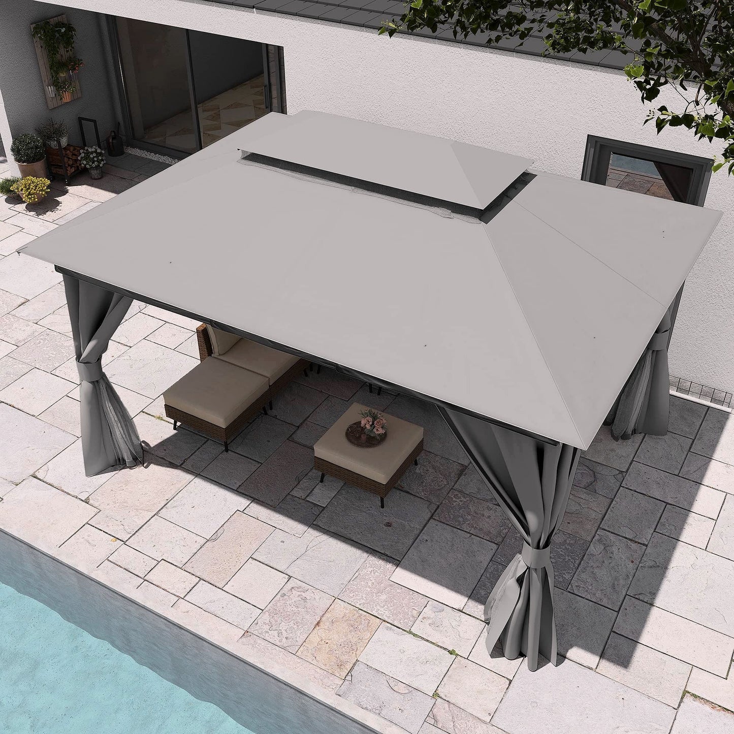 2026 LAUSAINT HOME Outdoor-Pavillon 10 × 13 ft mit Expansionsankern – Robuster Gartenpavillon für Terrasse & Garten