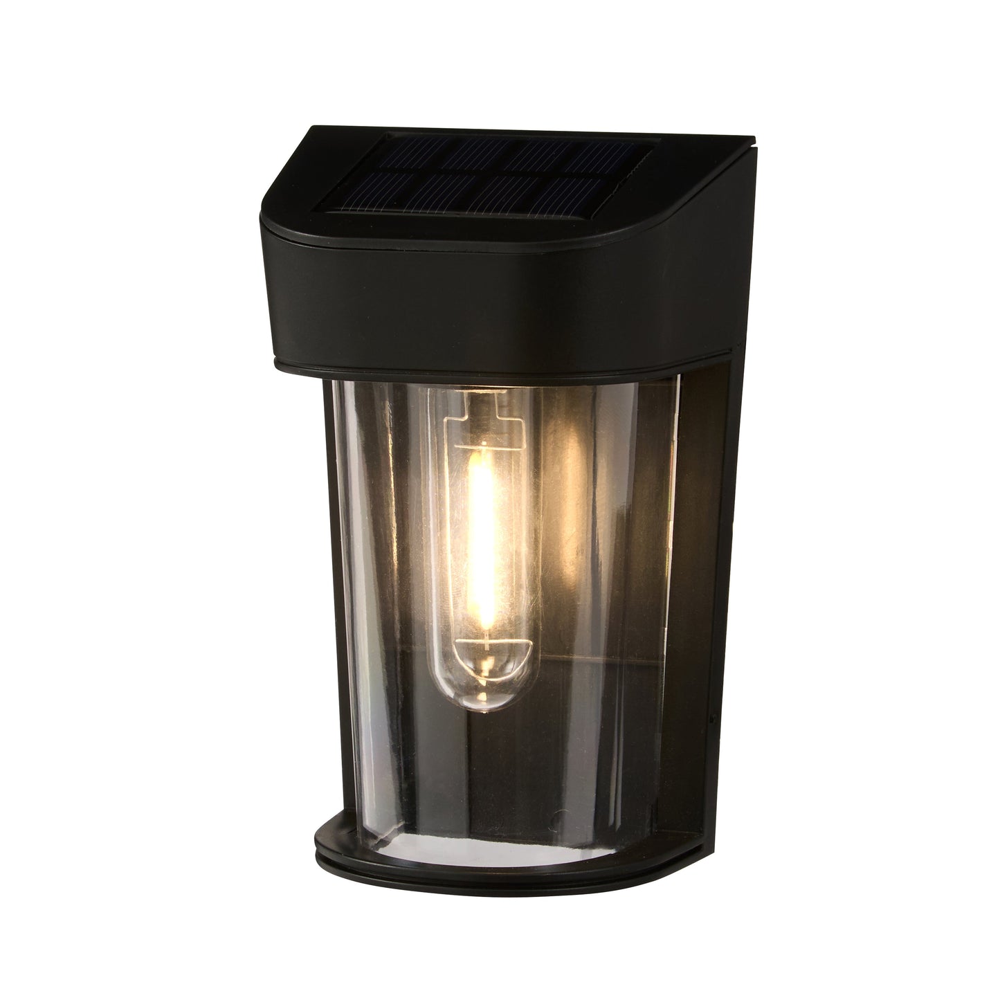 Audley Schwarze Mini Solar-Wandleuchte mit warmweißer LED