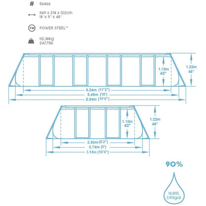 2026 Power Steel Frame Pool 549x274x122cm eckig 56466