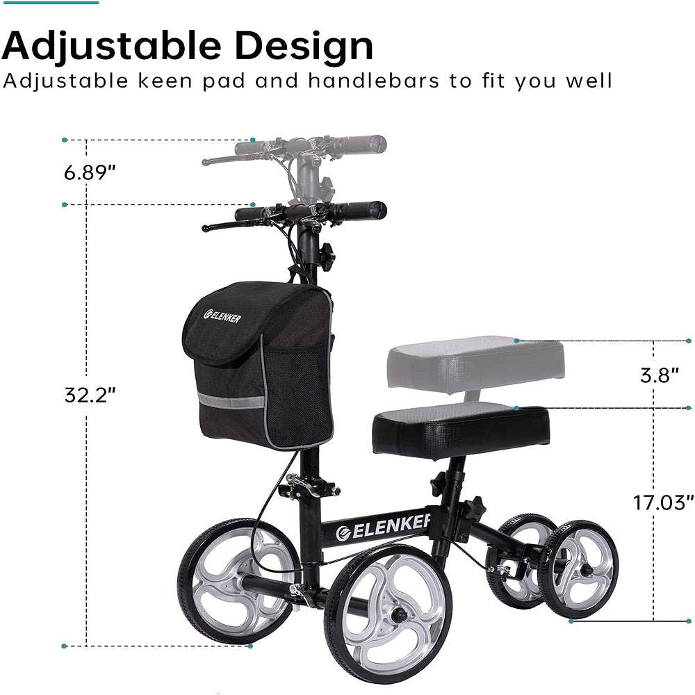 2026 Elenker Knee Walker Steerable Medical Scooter Crutch Alternative