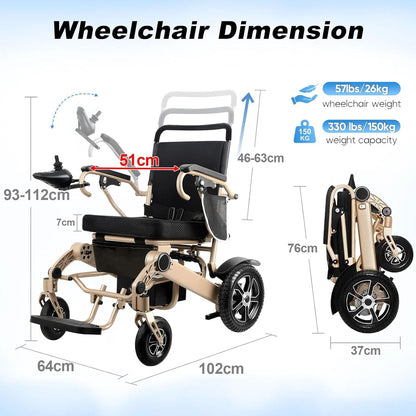 2026 WEYRAL 50cm Breite Sitz Elektrischer Rollstuhl für Erwachsene,mit Schutzhülle, Leichter Elektro Rollstuhl bis 150kg,40km Lange Elektrorollstuhl, Elektro Rollstuhl für Senioren