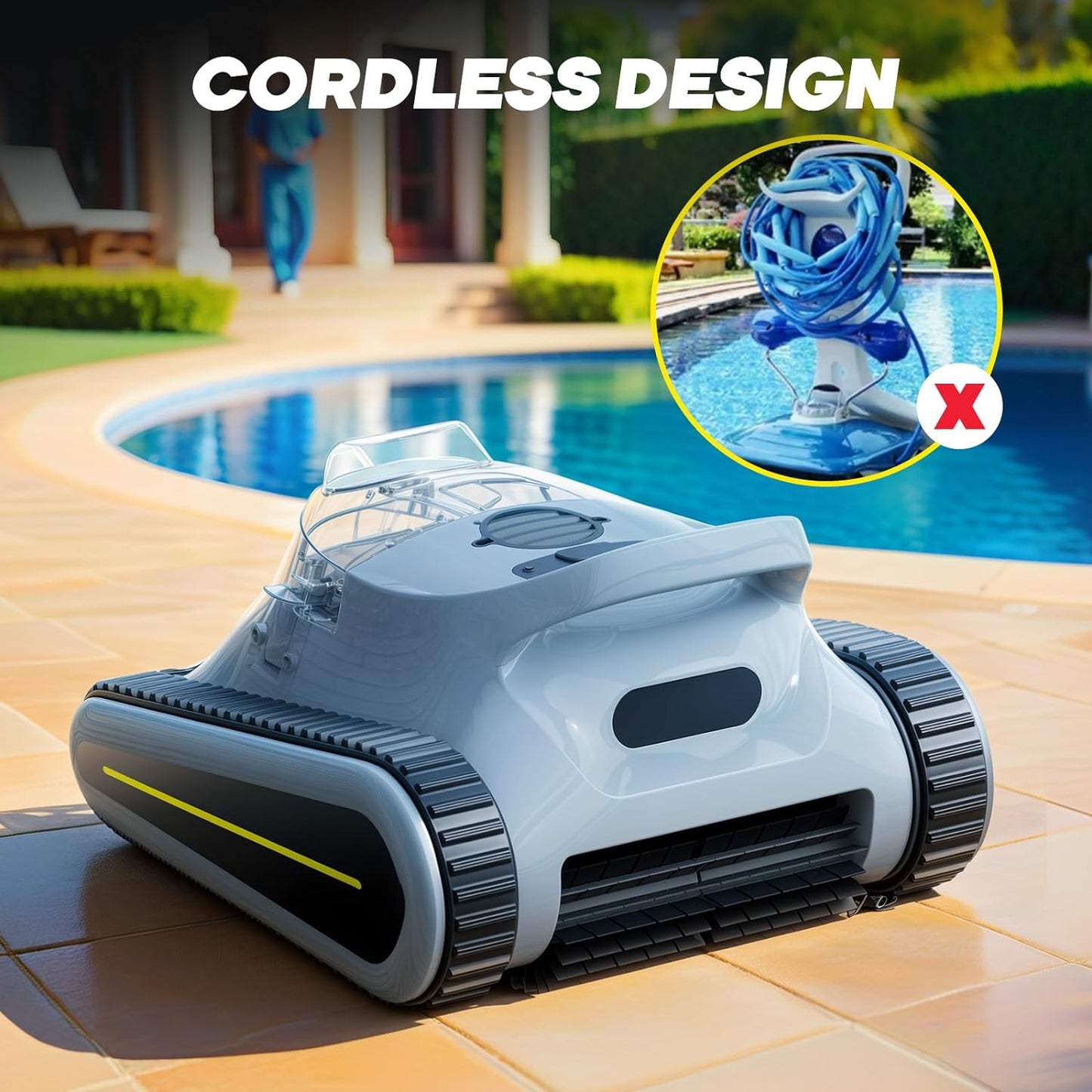 2026 Crab Kabelloser Roboter-Poolsauger, Wandklettern, automatischer Poolreiniger, geeignet für Wände und Böden von 150 m² großen Pools