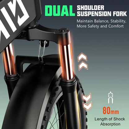 2026 TST Electric Bike, 4.0 Fat Tire Foldable Ebike, 48V 13Ah Batterie, 750W Electric Commuter Bicycle mit LCD, 20“ One-Step Folding Electric City Bike für Männer Frauen, Schwarz