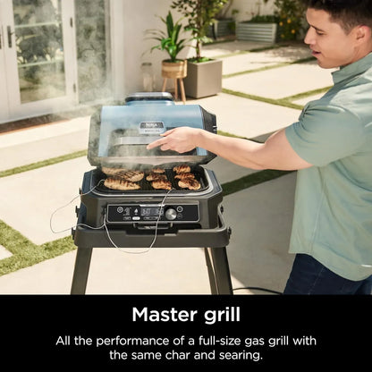2026 Premium XL Outdoor-Grill & Smoker, Bluetooth, App-fähig, 7-in-1 Master Grill, BBQ-Smoker, Outdoor-Heißluftfritteuse, Woodfire-Technologie, 2 eingebaute Thermometer, Schwarz