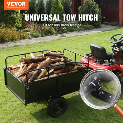 2026 VEVOR Hochleistungs-ATV-Anhänger, Kippwagen aus Stahl, 750 Pfund, 15 Kubikfuß, Gartenanhänger mit abnehmbaren Seitenwänden zum Fahren, L – MadeInUSA