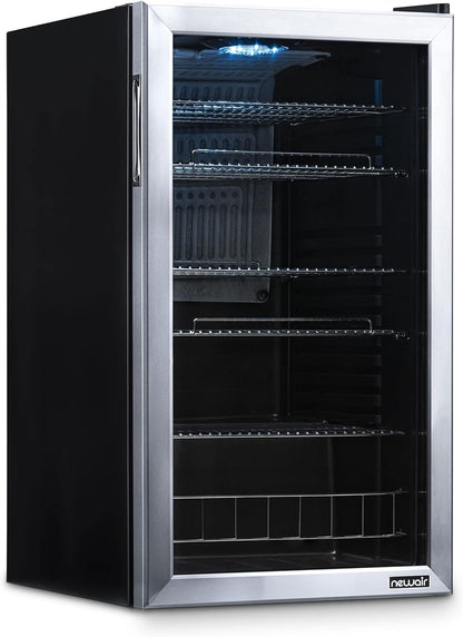 2026 Getränkekühlschrank | Freistehender Kühlschrank für 126 Dosen mit Glastür mit Scharnier rechts | Mini-Getränkekühlschrank, perfekt für Bier, Wein, Limonade und kühlere Getränke