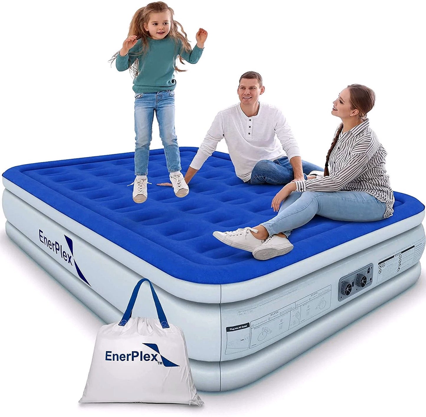 2026 EnerPlex Luftmatratze mit integrierter Pumpe – Doppelhöhe aufblasbare Matratze für Camping, Zuhause & Reisen – Queen, 13 Zoll