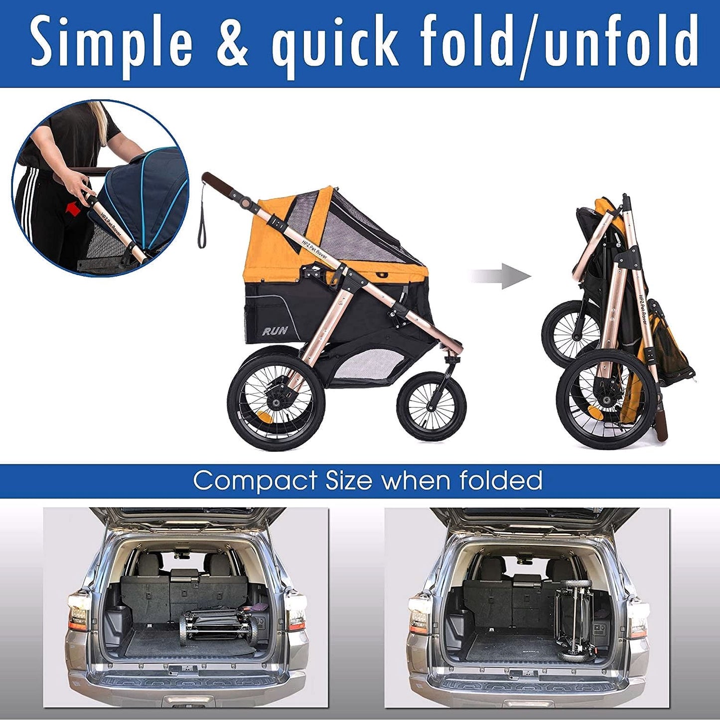 2026 Jogging-Sport-Tierbuggy mit Komfort-Gummirädern / Reißverschlusslosem Einstieg / Einhand-Schnellfaltung / Aluminiumrahmen für kleine & mittelgroße Hunde, Katzen und Haustiere (Grün Camouflage)