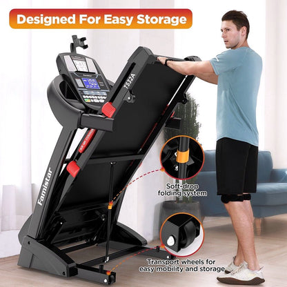 2026 Famistar Klappbares Laufband für Zuhause mit 15-stufiger Automatik-Steigung, 300 lbs Tragkraft, bis 10 MPH Geschwindigkeit