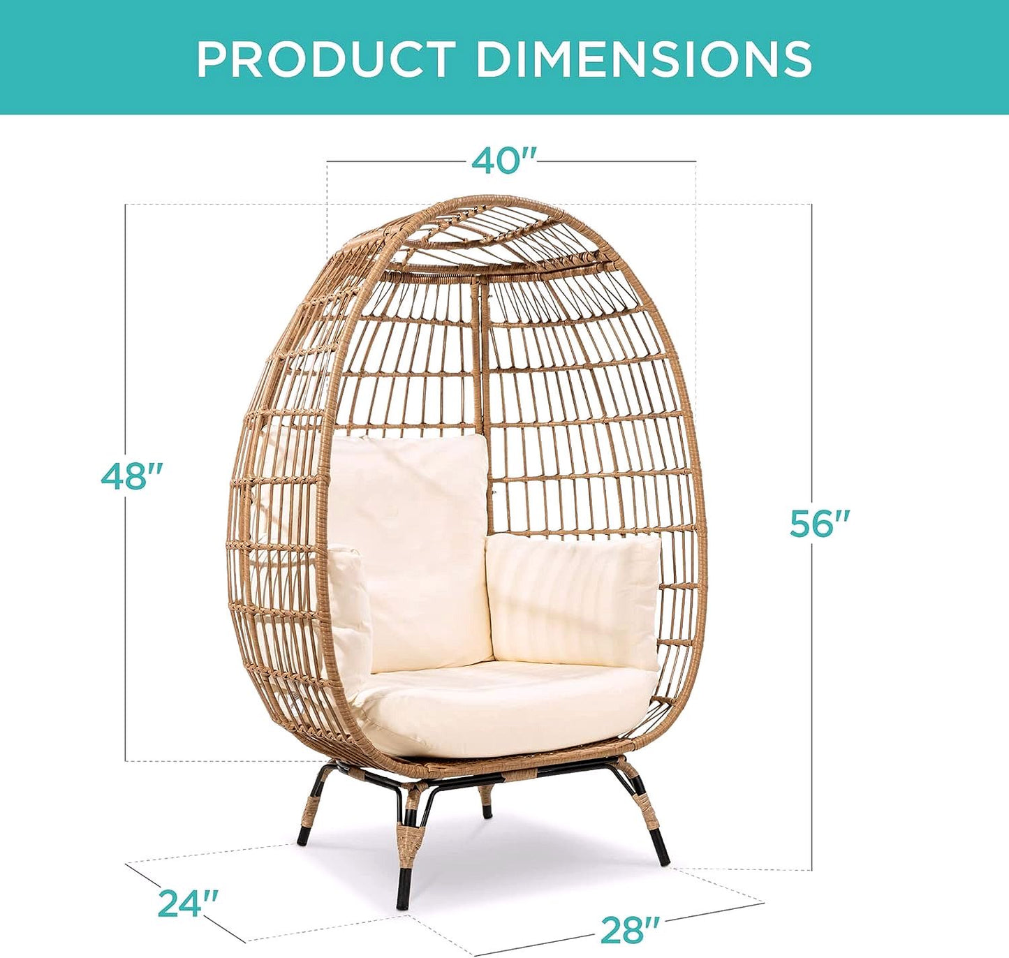 2026 Best Choice Products Wicker Egg Chair – Übergroßer Indoor- & Outdoor-Loungesessel für Terrasse, Garten & Wohnzimmer