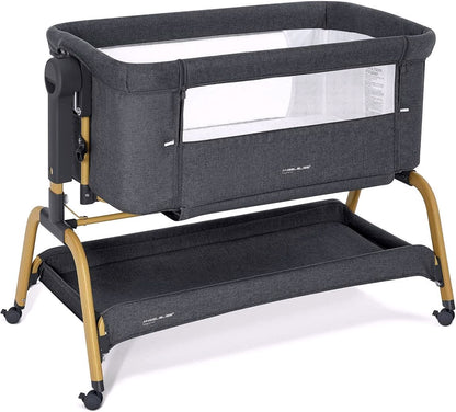 2026 Babywiege / Beistellbett mit Schaukelfunktion, Matratze & Rollen – 3-in-1 für Neugeborene