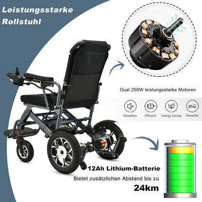 2026 WEYRAL 50cm Breite Sitz Elektrischer Rollstuhl für Erwachsene,mit Schutzhülle, Leichter Elektro Rollstuhl bis 150kg,40km Lange Elektrorollstuhl, Elektro Rollstuhl für Senioren