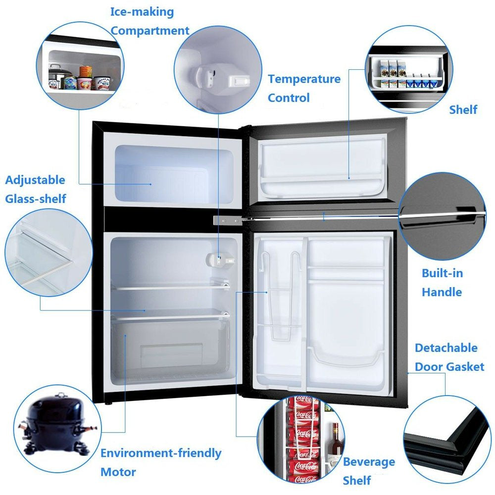 2026 Costway Kühlschrank, kleiner Gefrierschrank, Kühlschrank, kompaktes 3,2 Kubikfuß-Gerät