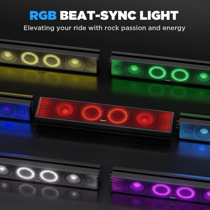 2026 25-Zoll-UTV-Soundbar, ATV-SoundBar Bluetooth mit RGB-Beleuchtung, verstärkte Soundbar, wasserdichte Golfwagen-Soundbar, UTV-Lautsprecher kompatibel mit Polaris RZR Can-Am