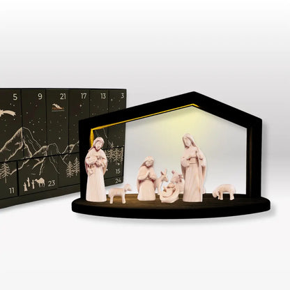 Adventskalender: 8er Set von Akantus natur mit Krippenhaus "Akantus Design Original" schwarz I AD-0-3 + KN-2
