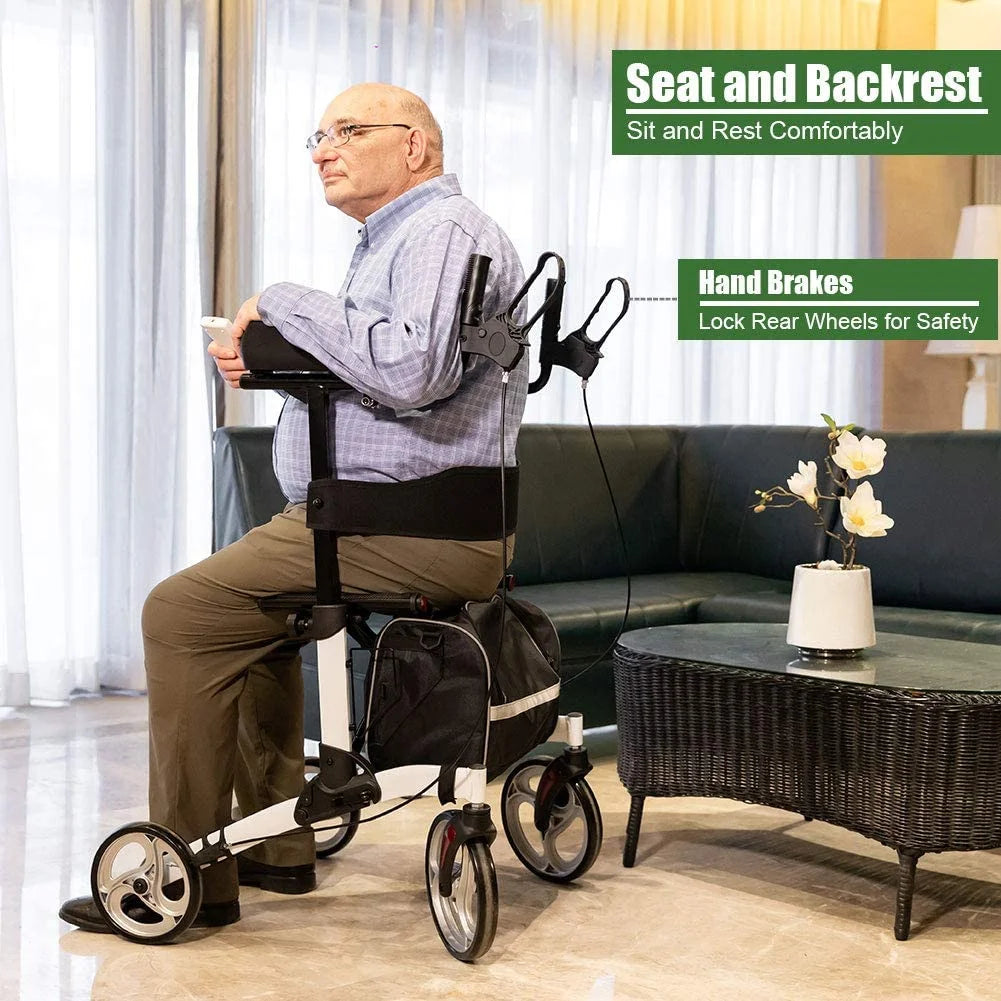 2026 BEYOUR WALKER Aufrechter Rollator, 10″ Räder, Verstellbare Armlehnen, Klappbares Design, Weiß – Mobilitätshilfe für Senioren