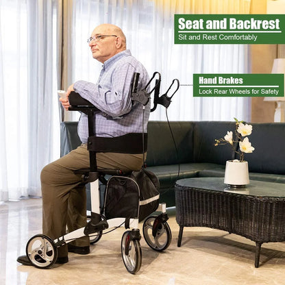 2026 BEYOUR WALKER Aufrechter Rollator, 10″ Räder, Verstellbare Armlehnen, Klappbares Design, Weiß – Mobilitätshilfe für Senioren