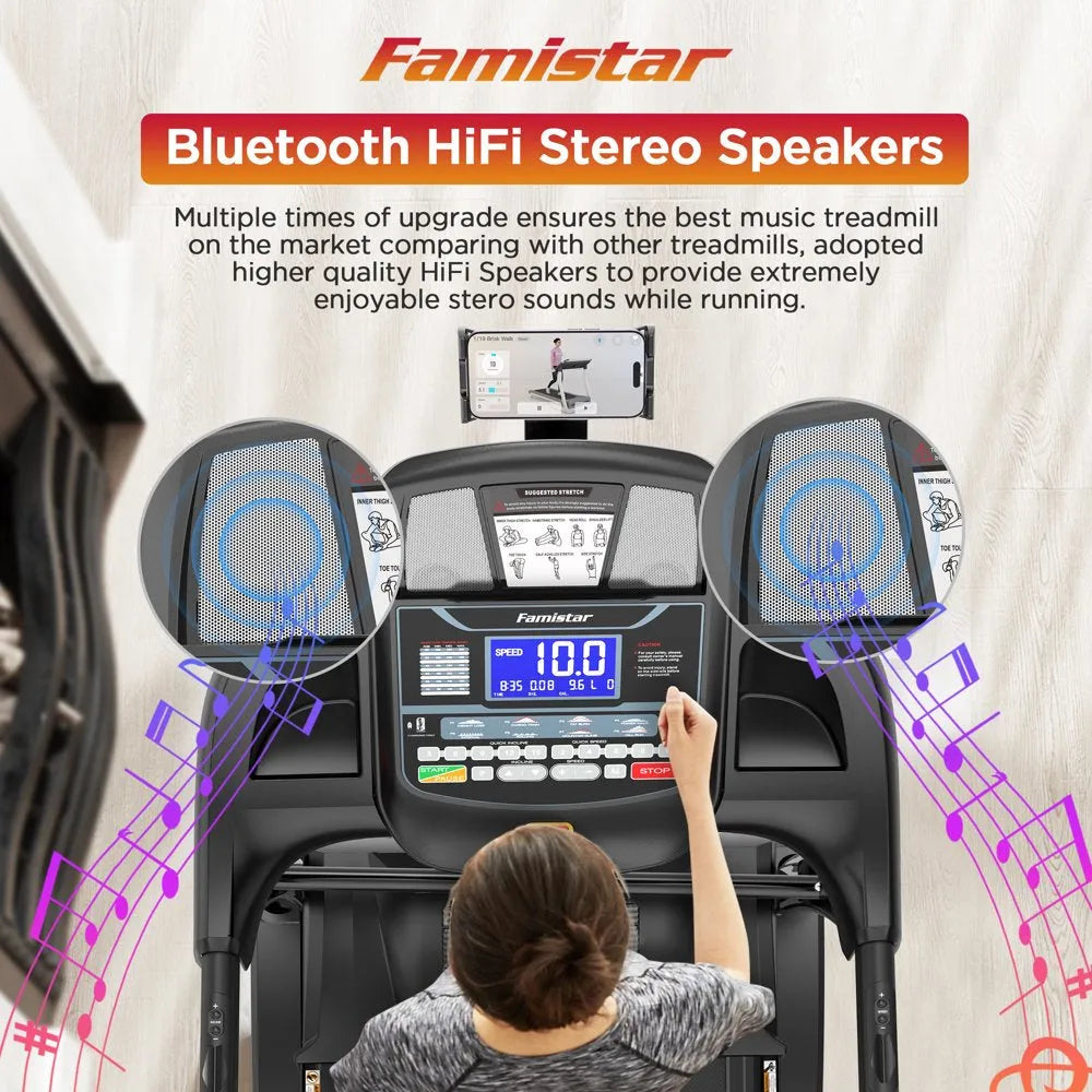 2026 Famistar Klapp-Laufband für zu Hause mit 15 Stufen Automatischer Steigung, 300LB Kapazität, 10MPH Höchstgeschwindigkeit