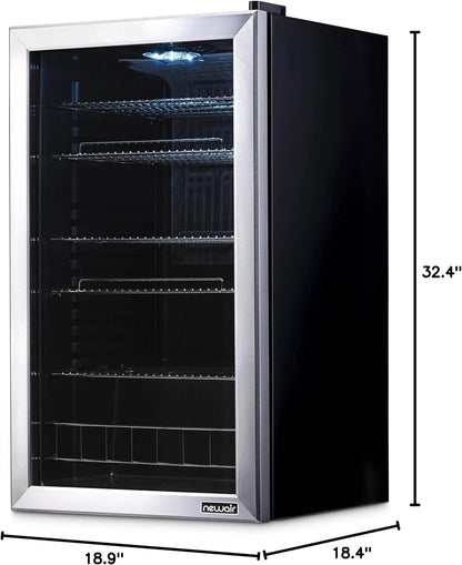 2026 Getränkekühlschrank | Freistehender Kühlschrank für 126 Dosen mit Glastür mit Scharnier rechts | Mini-Getränkekühlschrank, perfekt für Bier, Wein, Limonade und kühlere Getränke