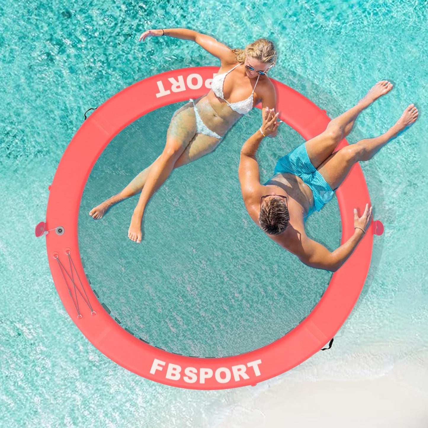 2026 Aufblasbares Dock, schwimmende Plattform, 2,44 m aufblasbares Wasserhängematten-Schwimmdeck für See mit Getränkehalter, runder Schwimmring, Schwimmfloß, Liegeinsel, Plattformpolster