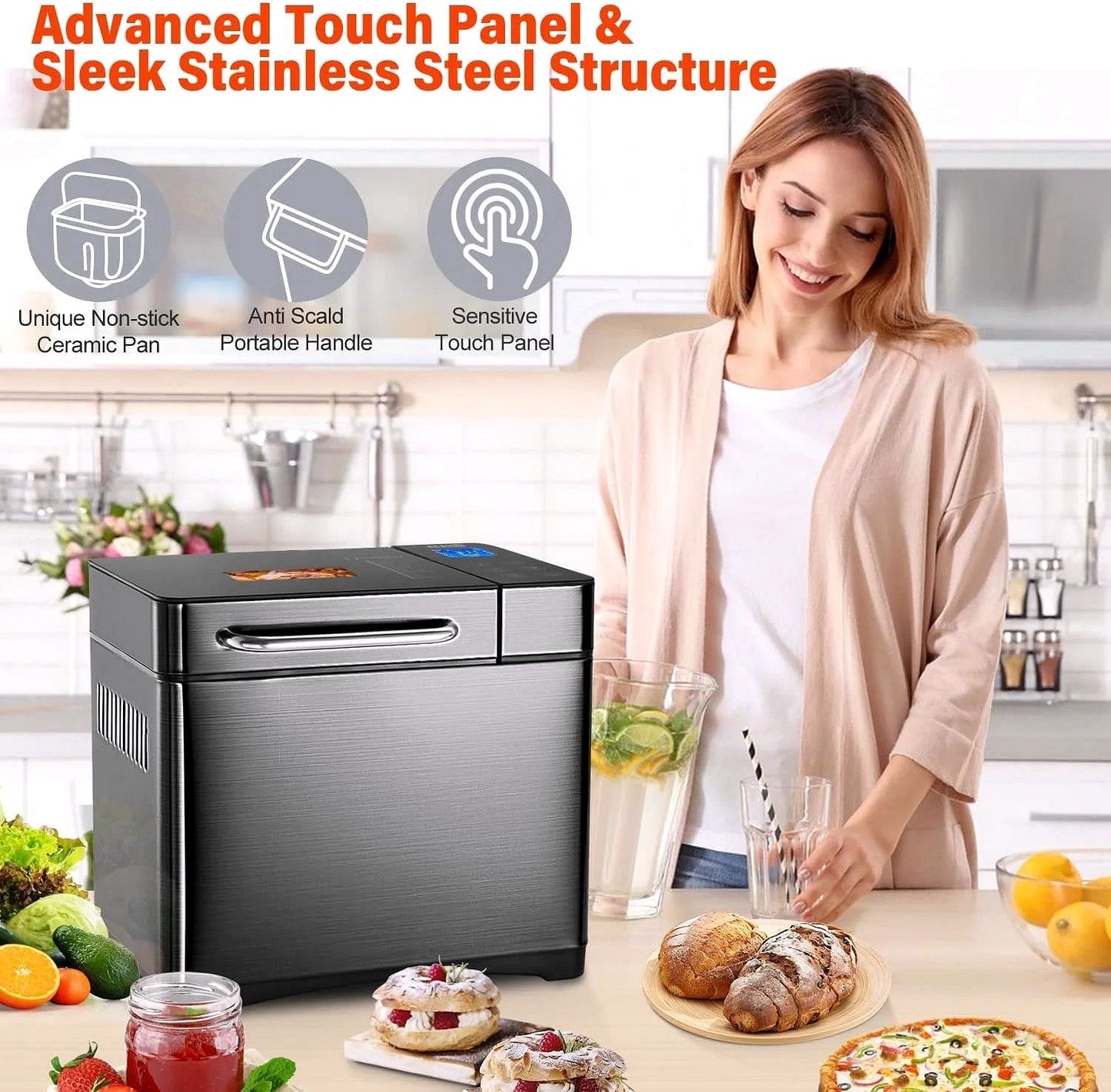 2026 KBS 17-in-1 Brotbackautomat aus Edelstahl mit Dual-Heizsystem
