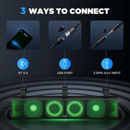 2026 25-Zoll-UTV-Soundbar, ATV-SoundBar Bluetooth mit RGB-Beleuchtung, verstärkte Soundbar, wasserdichte Golfwagen-Soundbar, UTV-Lautsprecher kompatibel mit Polaris RZR Can-Am