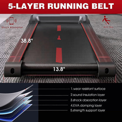 2026 Superjoe Walking Pad Laufband für unter den Schreibtisch – 2-in-1 mit Fernbedienung & abnehmbaren Handläufen, Rot