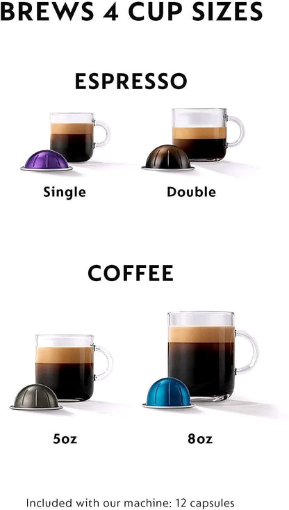 2026 Nespresso Vertuo Plus Kaffee- und Espressomaschine von De'Longhi, Grau, mit Aeroccino Milchaufschäumer