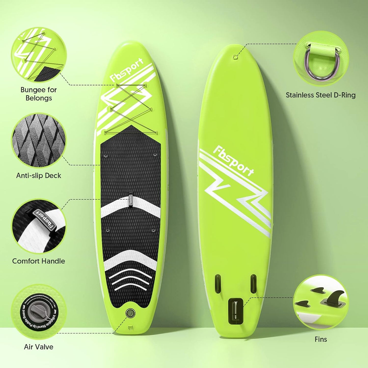 2026 Premium-Stand-Up-Paddle-Board, Yoga-Board mit strapazierfähigem SUP-Zubehör und Tragetasche | Breiter Stand, Surf-Kontrolle, rutschfestes Deck, Leine, Paddel und Pumpe für Jugendliche und Erwachsene