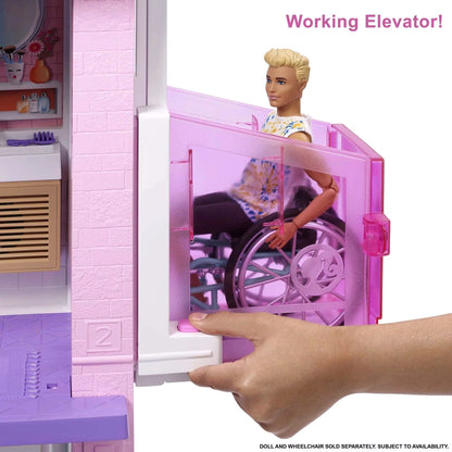 2026 Barbie DreamHouse Spielset mit 10 Spielbereichen, über 75 Möbel- & Zubehörteilen, Licht & Sound