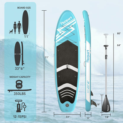2026 Premium-Stand-Up-Paddle-Board, Yoga-Board mit strapazierfähigem SUP-Zubehör und Tragetasche | Breiter Stand, Surf-Kontrolle, rutschfestes Deck, Leine, Paddel und Pumpe für Jugendliche und Erwachsene