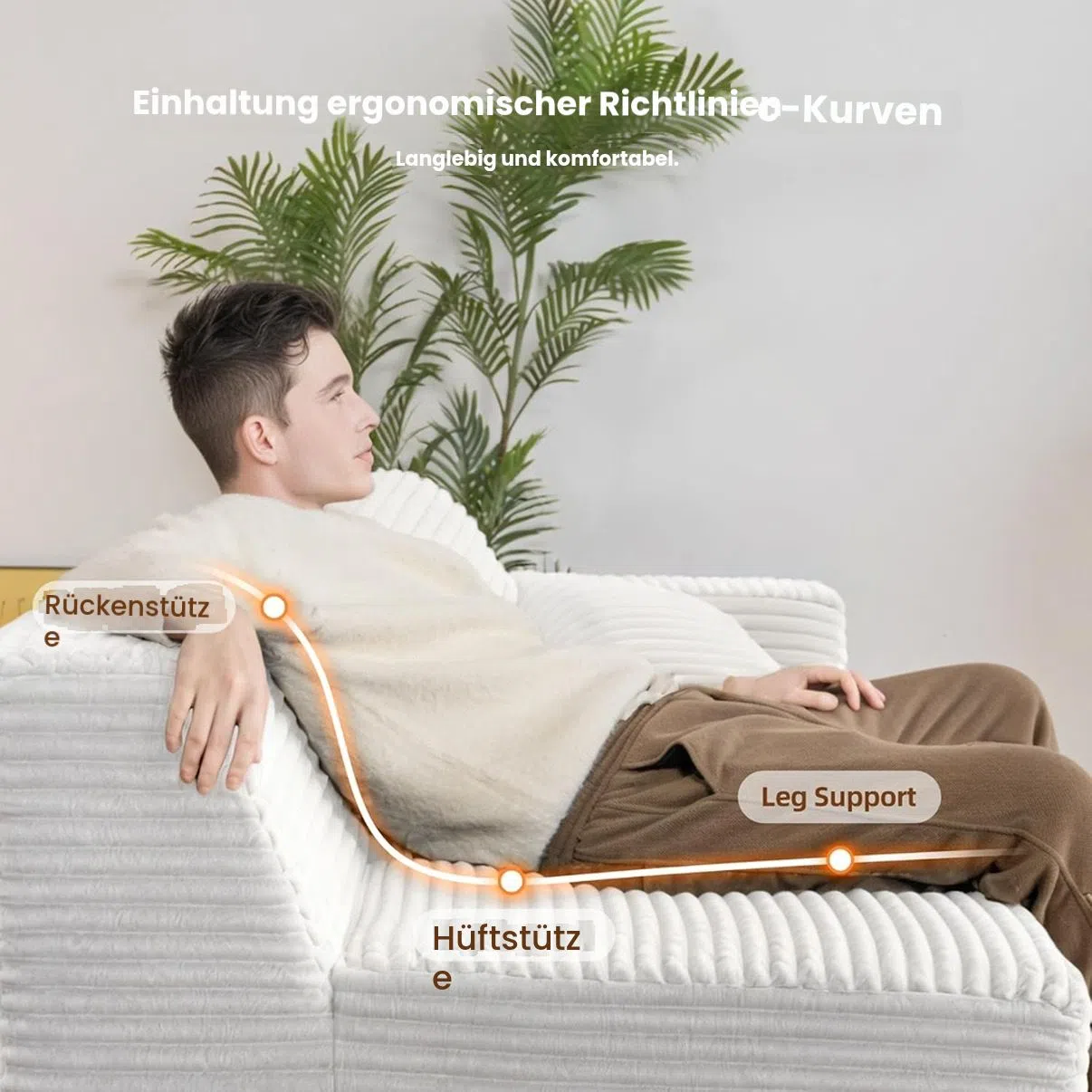 2026 110" Ecksofa ohne Stütze, Cloud Couch Ecksofa, L-förmiges modulares Cord-Ecksofa mit tiefer Sitzfläche, Polstersofa fürs Wohnzimmer, keine Montage erforderlich