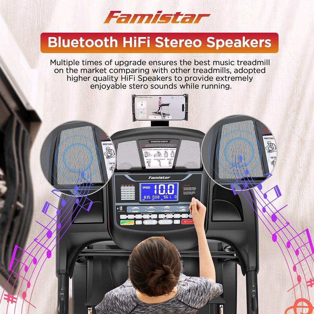 2026 Famistar Klappbares Laufband für Zuhause mit 15-stufiger Automatik-Steigung, 300 lbs Tragkraft, bis 10 MPH Geschwindigkeit