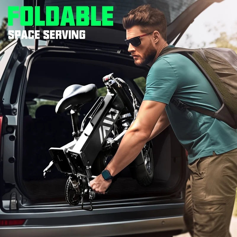 2026 TST Electric Bike, 4.0 Fat Tire Foldable Ebike, 48V 13Ah Batterie, 750W Electric Commuter Bicycle mit LCD, 20“ One-Step Folding Electric City Bike für Männer Frauen, Schwarz