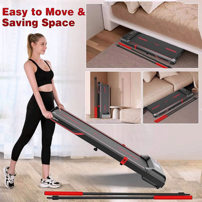 2026 Superjoe Walking Pad Laufband für unter den Schreibtisch – 2-in-1 mit Fernbedienung & abnehmbaren Handläufen, Rot