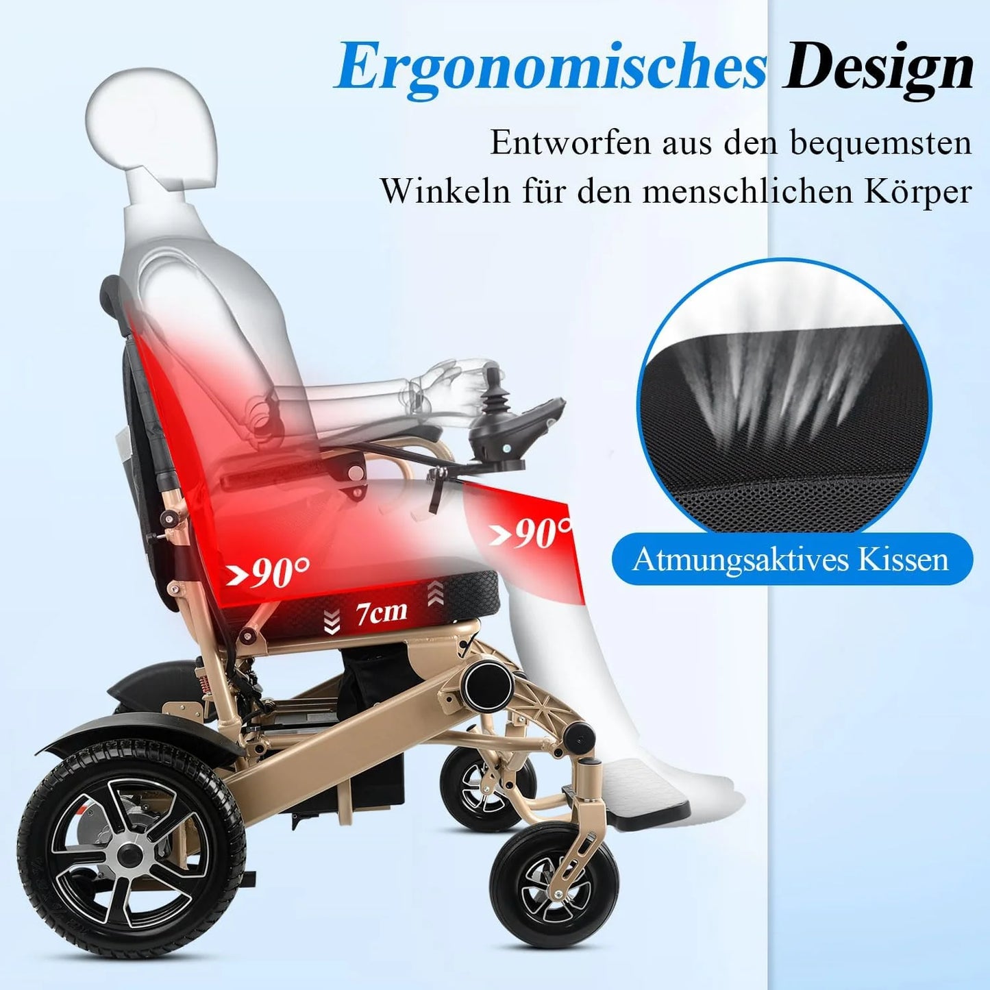 2026 WEYRAL 50cm Breite Sitz Elektrischer Rollstuhl für Erwachsene,mit Schutzhülle, Leichter Elektro Rollstuhl bis 150kg,40km Lange Elektrorollstuhl, Elektro Rollstuhl für Senioren