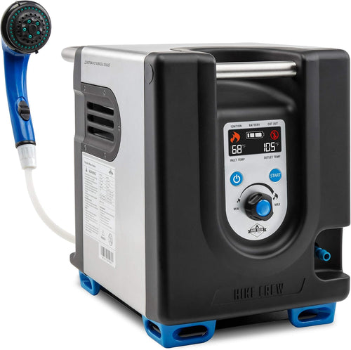2026 Tragbarer Propan-Warmwasserbereiter und Duschpumpe mit eingebauter Batterie | Kompaktes Outdoor-Reinigungs- und Duschsystem mit LCD, Sicherheitsabschaltung und Tragetasche, sofort heißes Wasser für Camping und Wandern