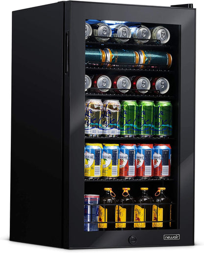 2026 Getränkekühlschrank | Freistehender Kühlschrank für 126 Dosen mit Glastür mit Scharnier rechts | Mini-Getränkekühlschrank, perfekt für Bier, Wein, Limonade und kühlere Getränke