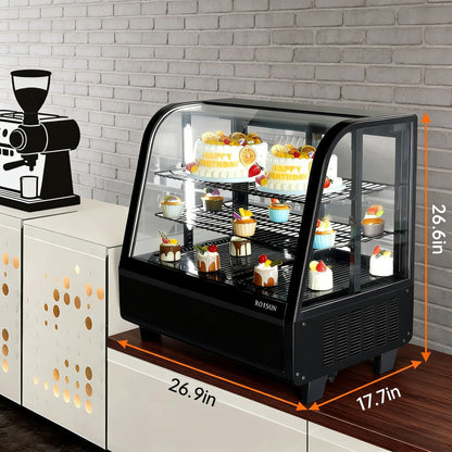 2026 27" 3.5 Cu.Ft. 170W 110V Black Refrigerated Bakery Display Case