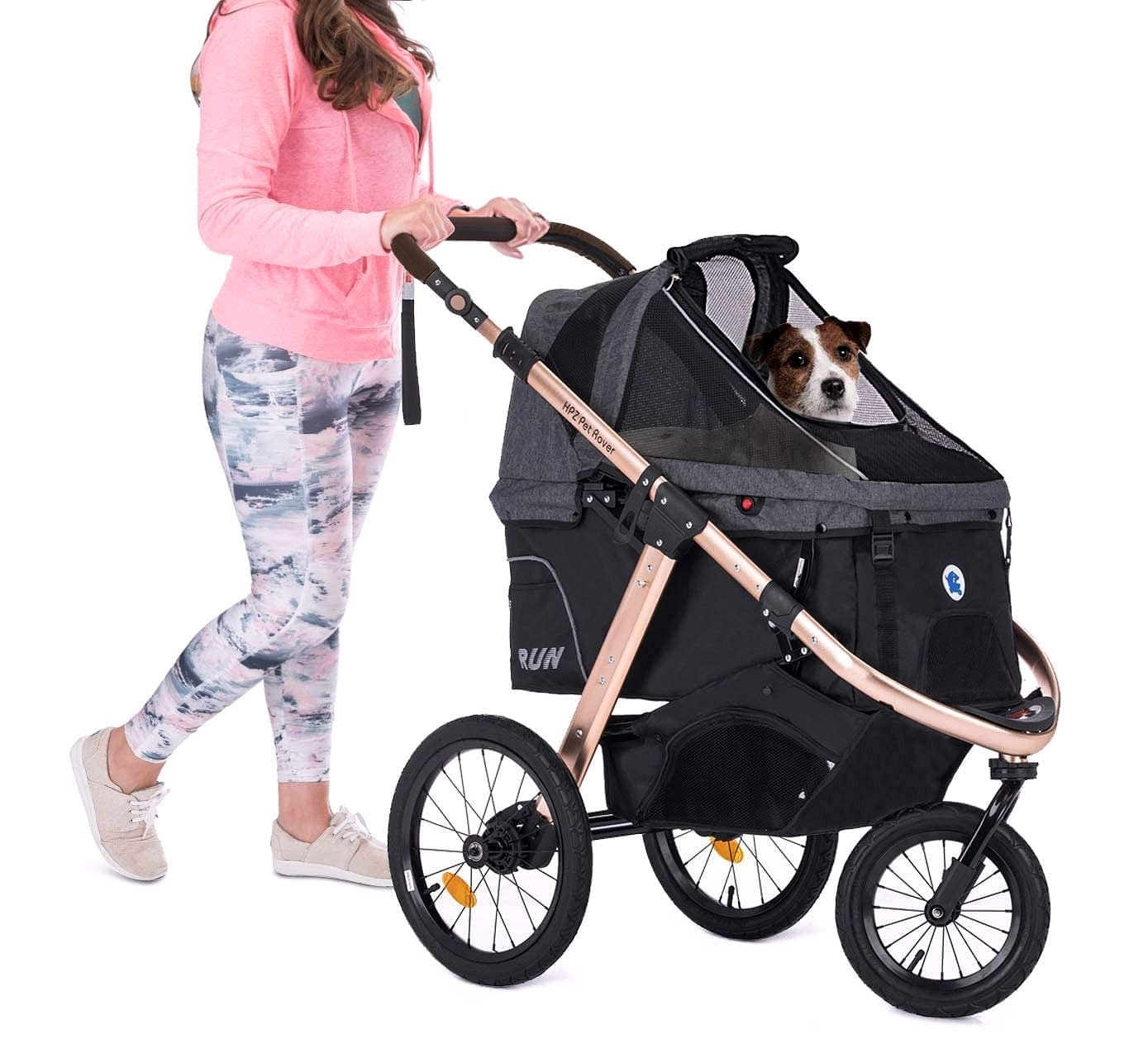 2026 Jogging-Sport-Tierbuggy mit Komfort-Gummirädern / Reißverschlusslosem Einstieg / Einhand-Schnellfaltung / Aluminiumrahmen für kleine & mittelgroße Hunde, Katzen und Haustiere (Grün Camouflage)