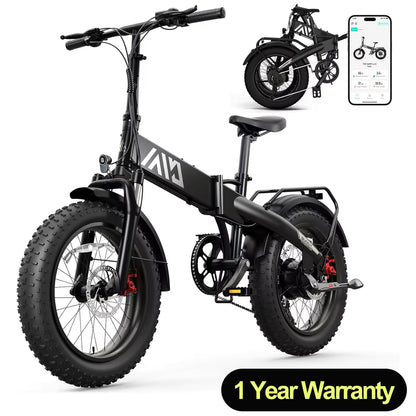 2026 TST F002 Faltbares Elektrofahrrad, 1000W Motor, 48V herausnehmbarer Akku 10,4Ah, 40 Meilen Reichweite, 25 MPH, 20" Fatbike-Reifen, Gepäckträger hinten.