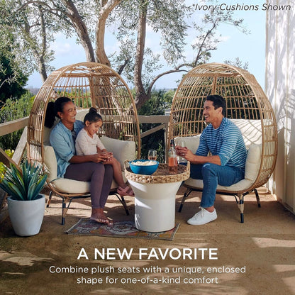 2026 Best Choice Products Wicker Egg Chair – Übergroßer Indoor- & Outdoor-Loungesessel für Terrasse, Garten & Wohnzimmer