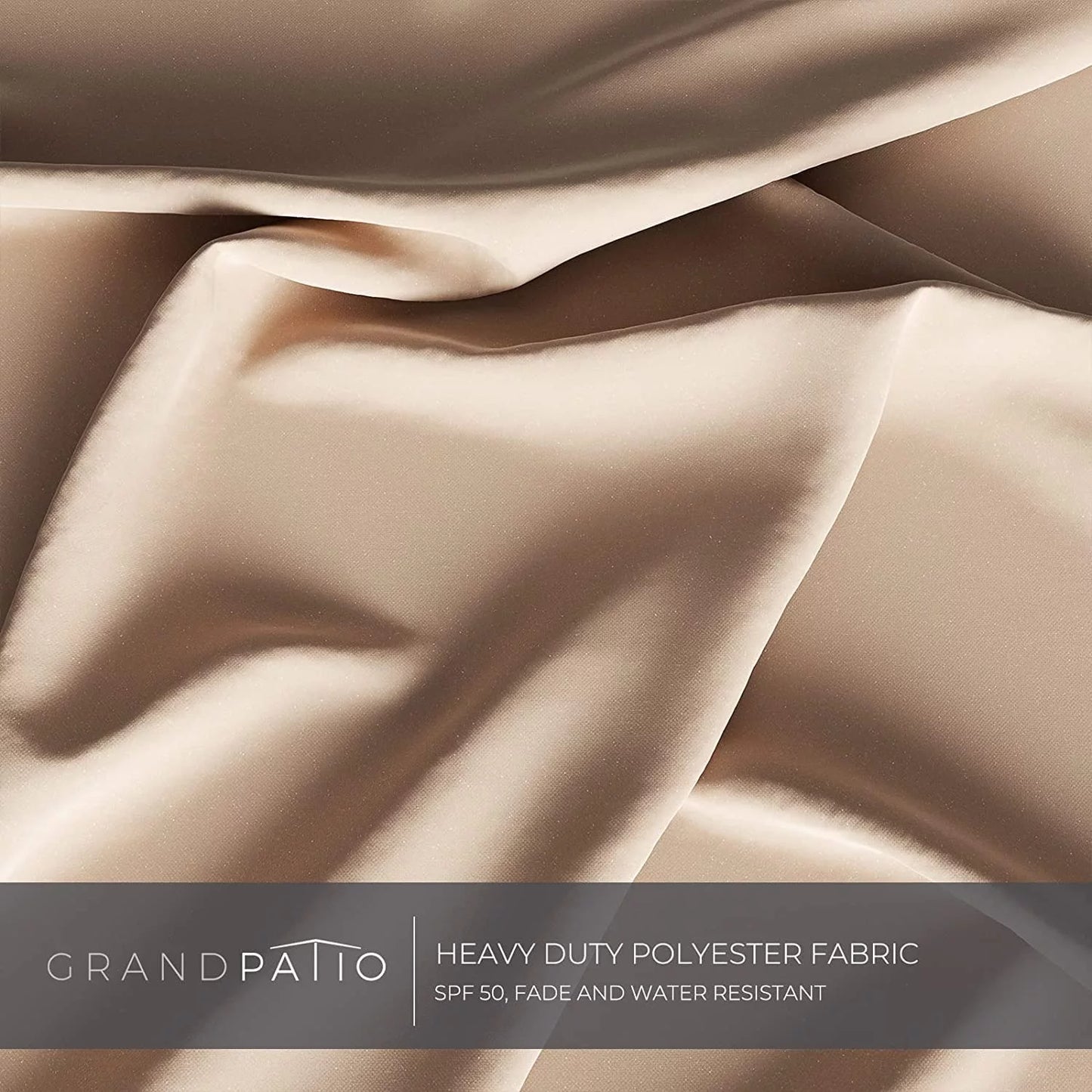 2026 Grand Patio Deluxe Ampelschirm aus Aluminium, rechteckig, mit Ständer, 3 x 3 m, Champagner