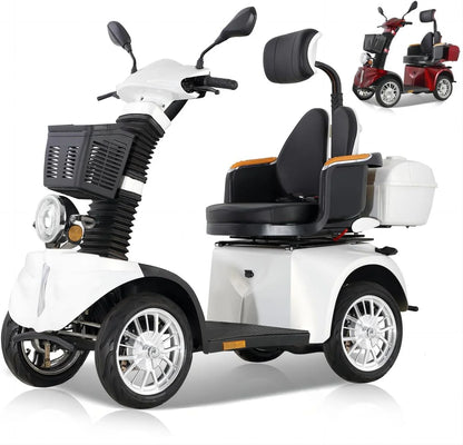 2026 ZVGREEN-Mobilitätsroller mit 4 Rädern-Seniorenmobil-Kapitänssitz-Max. 15km/h-geräumiger Stauraum-drehbarer Sitz-Elektromagnetische Bremse