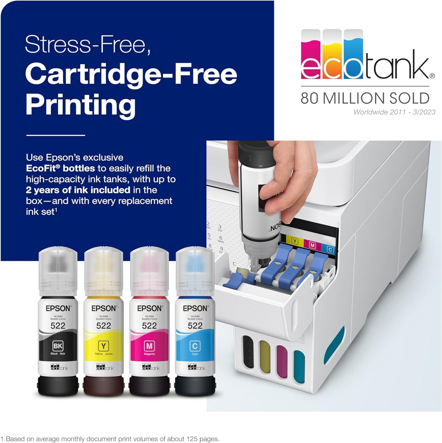 2026 ET-4800 Kabelloser All-in-One-Supertank-Drucker ohne Patronen mit Scanner, Kopierer, Fax, ADF und Ethernet – Ideal für Ihr Home-Office, Weiß