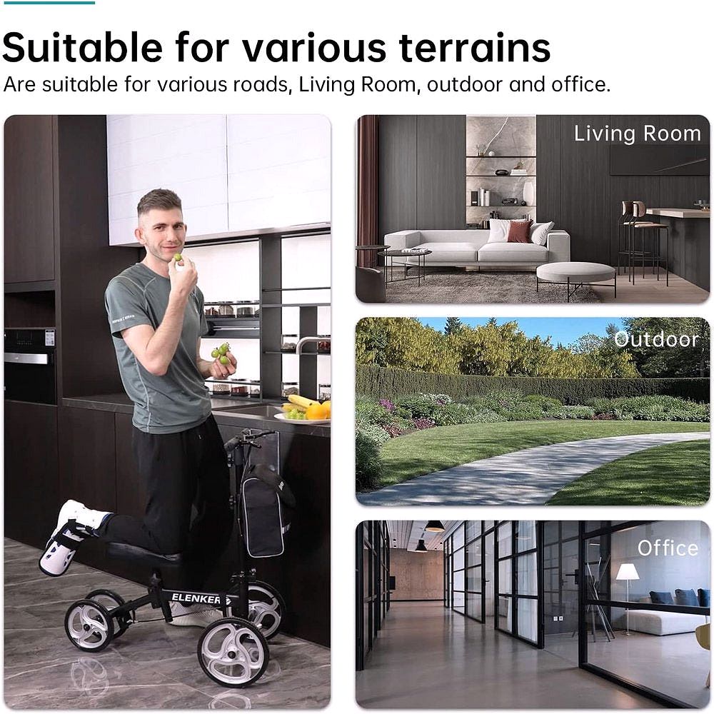 2026 Elenker Knee Walker Steerable Medical Scooter Crutch Alternative