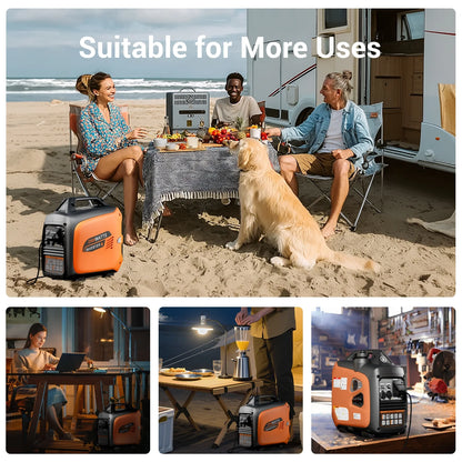 2026 Efurden 2500-Watt tragbarer Inverter-Generator, gasbetrieben, EPA-konform, parallelfähig, CO-Abschaltung, geräuscharm für Camping und Heimgebrauch